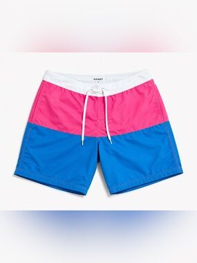 Old Navy Men’s Large 80s Colorblock Board Shorts‎ Pink Blue Swim Trunks